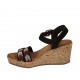 Sandalo da donna in camoscio nero con cinturino, strass, plateau e zeppa 7 - Misure disponibili: 43, 45