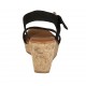 Sandale pour femmes en daim noir avec courroie, strass, plateforme et talon compensé 7 - Pointures disponibles:  43