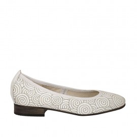 Ballerina da donna in pelle bianca con spirali tacco 2 - Misure disponibili: 34