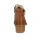 Woman's open toe highfronted shoe with zipper and buckle in tan pierced leather heel 4 - Available sizes:  33, 43, 44
