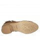 Zapato abierto en punta cerrado hasta el cuello para mujer con cremallera y hebilla en piel perforada color cuero tacon 4 - Tallas disponibles:  33, 43, 44