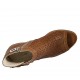 Zapato abierto en punta cerrado hasta el cuello para mujer con cremallera y hebilla en piel perforada color cuero tacon 4 - Tallas disponibles:  33, 43, 44