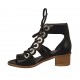 Scarpa aperta stringata da donna in pelle nera tacco 4 - Misure disponibili: 34