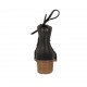 Zapato abierto con cordones para mujer en piel de color negro tacon 4 - Tallas disponibles:  34