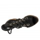 Chaussure ouverte avec lacets pour femmes en cuir noir talon 4 - Pointures disponibles:  34