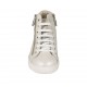 Chaussure à lacets,fermetures éclair et semelle amovible en cuir verni blanc,cuir ivoire et imprimé floreal talon compensé 2 - Pointures disponibles:  33