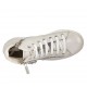 Schnürschuh mit Zip und abnehmbarer Innensohle aus weißem Lackleder,elfenbeinfarbenem Leder mit Blumendruck Keilabsatz 2 - Verfügbare Größen:  33