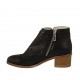 Bottines pour femmes avec fermeture éclair et boucle en cuir et cuir perforé noir talon 4 - Pointures disponibles:  32