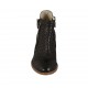 Botines para mujer con cremallera y hebilla en piel y piel perforada negra tacon 4 - Tallas disponibles:  32