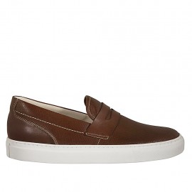 Mocassino casual da uomo in pelle forata marrone - Misure disponibili: 50, 51