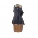 Scarpa accollata aperta in punta da donna con cerniera e fibbia in pelle forata blu scuro tacco 4 - Misure disponibili: 33, 34, 43, 44, 46