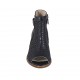 Zapato abierto en punta cerrado hasta el cuello para mujer con cremallera y hebilla en piel perforada azul oscuro tacon 4 - Tallas disponibles:  33, 34, 43, 44, 46