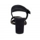 Sandalia para mujer con cinturon y estrás en gamuza azul oscuro tacon 7 - Tallas disponibles:  43, 45