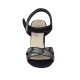 Sandalo da donna con cinturino e strass in camoscio blu scuro tacco 7 - Misure disponibili: 33, 43, 44, 45