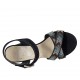 Sandalo da donna con cinturino e strass in camoscio blu scuro tacco 7 - Misure disponibili: 33, 43, 44, 45