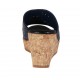 Mule ouvert pour femmes en cuir verni perforé bleu foncé talon compensé 7 - Pointures disponibles:  42, 43