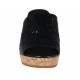 Mule ouvert pour femmes en cuir verni perforé bleu foncé talon compensé 7 - Pointures disponibles:  42, 43