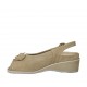 Sandalo da donna con fiocco e plantare estraibile in camoscio beige zeppa 4 - Misure disponibili: 33, 34, 42, 43, 44
