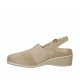 Zapato destalonado para mujer con elastico y plantilla extraible en gamuza y gamuza perforada beis cuña 4 - Tallas disponibles:  33, 34, 42, 43, 44