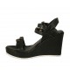 Sandalo da donna con cinturini e fibbie regolabili in pelle nera zeppa 8 - Misure disponibili: 42, 43