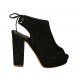 Sandalo accollato da donna con plateau e lacci posteriori in camoscio nero tacco 10 - Misure disponibili: 34, 46