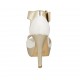 Chaussure ouverte pour femmes avec boucle et plateforme en cuir blanc et cuir lamé platine talon 10 - Pointures disponibles:  46