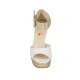 Scarpa aperta da donna con fibbia in pelle bianca e laminata platino con plateau e tacco 10 - Misure disponibili: 46
