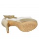 Scarpa aperta da donna con fibbia in pelle bianca e laminata platino con plateau e tacco 10 - Misure disponibili: 46