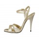Sandalo da donna con cinturino alla caviglia e plateau in pelle platino tacco 11 - Misure disponibili: 33, 34, 43, 44, 45