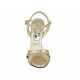 Sandalo da donna con cinturino alla caviglia e plateau in pelle platino tacco 11 - Misure disponibili: 33, 34, 43, 44, 45
