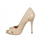 Zapato de salon abierto en punta con plataforma para mujer en piel color desnudo perlado tacon 11 - Tallas disponibles:  31, 42, 44