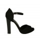 Chaussure ouverte pour femmes avec courroie et plateforme en daim noir talon 11 - Pointures disponibles:  31, 34