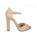 Zapato abierto para mujer con cinturon y plataforma en piel colro desnudo tacon 11