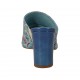 Mule ouvert pour femmes en cuir verni bleu et tissu imprimé floral talon 7 - Pointures disponibles:  42