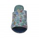 Sabo abierto para mujer en charol azul y tela con estampado floreal tacon 7 - Tallas disponibles:  42