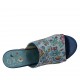 Sabot aperto da donna in vernice azzurra e tessuto con stampa floreale tacco 7 - Misure disponibili: 42
