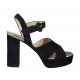 Sandalo da donna in camoscio blu e pelle laminata argento con cinturino, plateau e tacco 9 - Misure disponibili: 32, 43