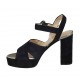 Sandalo da donna in camoscio blu e pelle laminata argento con cinturino, plateau e tacco 9 - Misure disponibili: 32, 43