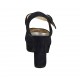 Sandalo da donna in camoscio blu e pelle laminata argento con cinturino, plateau e tacco 9 - Misure disponibili: 32, 43