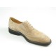 Zapato Oxford con cordones y decoracion Brogue para hombres en gamuza beis arena - Tallas disponibles:  41, 45, 52, 54