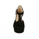 Zapato abierto para mujer con cinturon, borlas y plataforma en gamuza negra tacon 9 - Tallas disponibles:  43