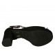 Zapato abierto para mujer con cinturon, borlas y plataforma en gamuza negra tacon 9 - Tallas disponibles:  43