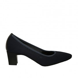 Pumpschuh für Damen aus blauem Stoff und Leder Absatz 5 - Verfügbare Größen:  44