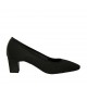 Zapato de salon para mujer en tejido y piel negra tacon 5 - Tallas disponibles:  32