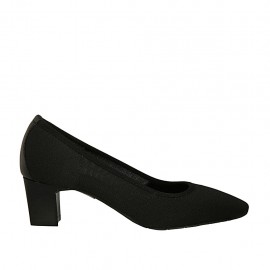 Decolté da donna in tessuto e pelle nera tacco 5 - Misure disponibili: 32, 33, 44