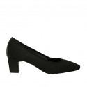 Zapato de salon para mujer en tejido y piel negra tacon 5