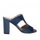 Sabot aperto da donna in camoscio e pelle blu tacco 8 - Misure disponibili: 42