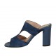 Sabot aperto da donna in camoscio e pelle blu tacco 8 - Misure disponibili: 42