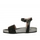 Sandalo da donna con velcro in pelle nera con zeppa argento 2 - Misure disponibili: 32, 34, 43