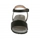 Sandalo da donna con velcro in pelle nera con zeppa argento 2 - Misure disponibili: 32, 34, 43